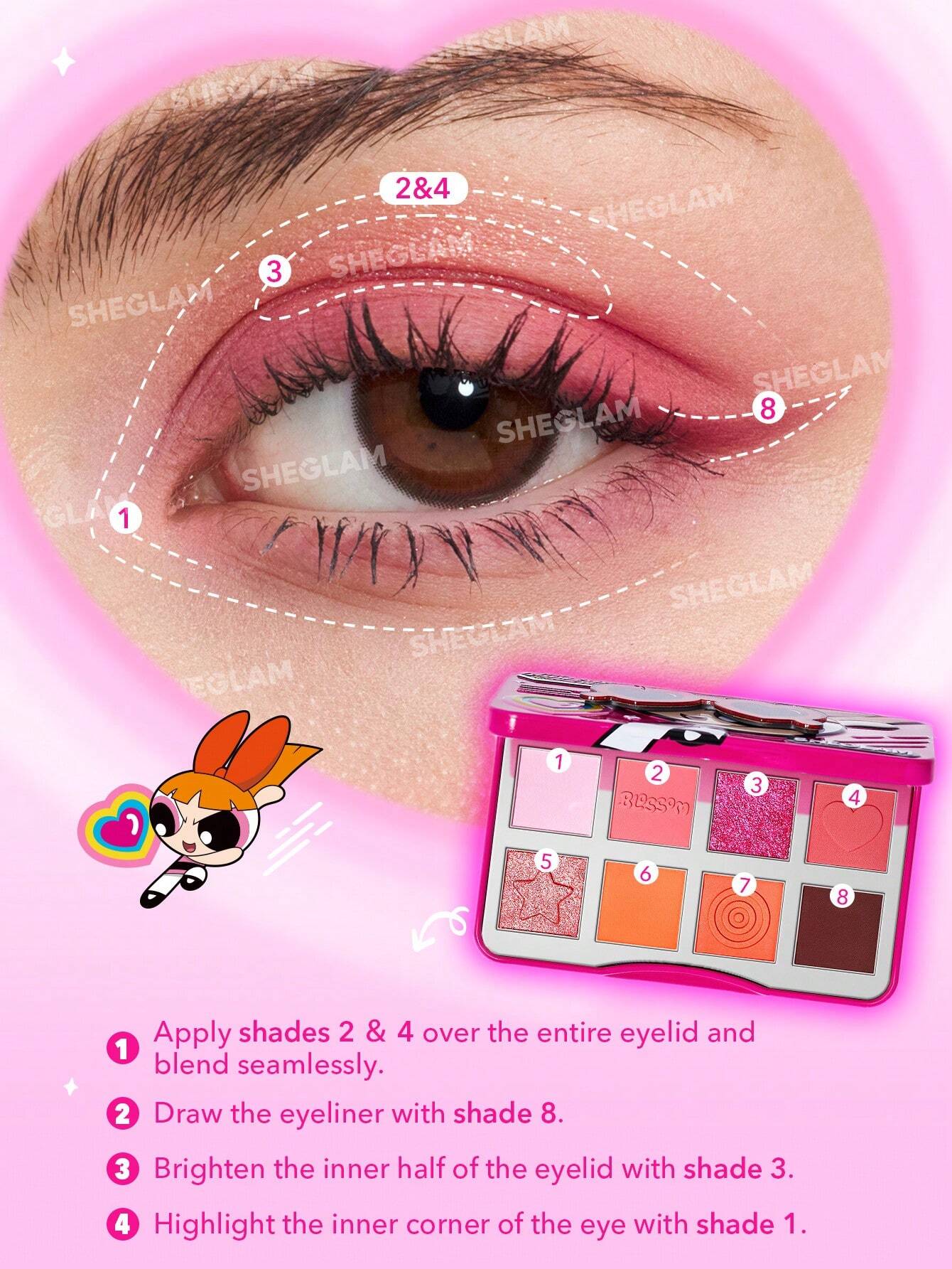 sheglam the powerpuff girls palette eyeshadow