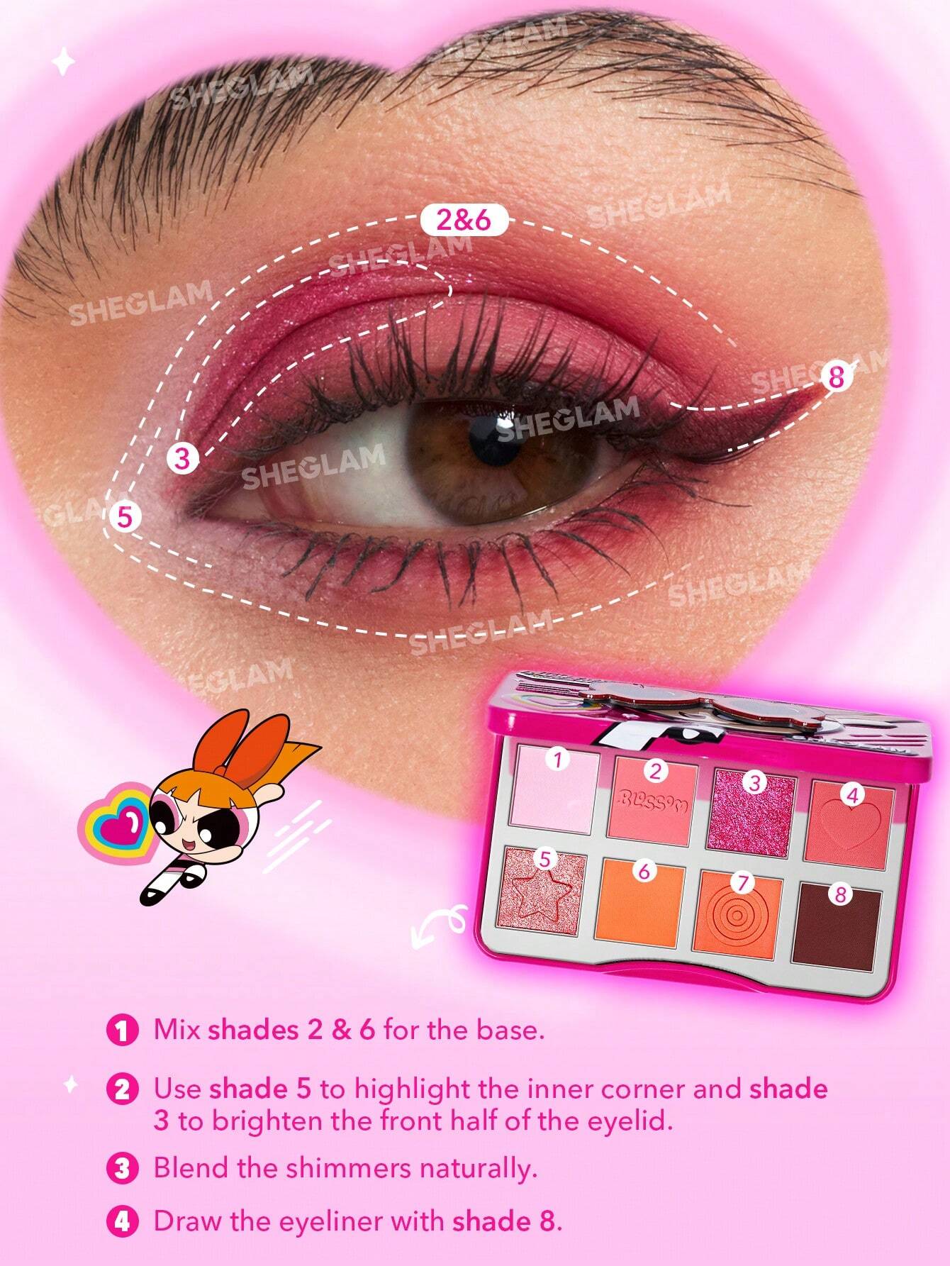 sheglam the powerpuff girls palette eyeshadow