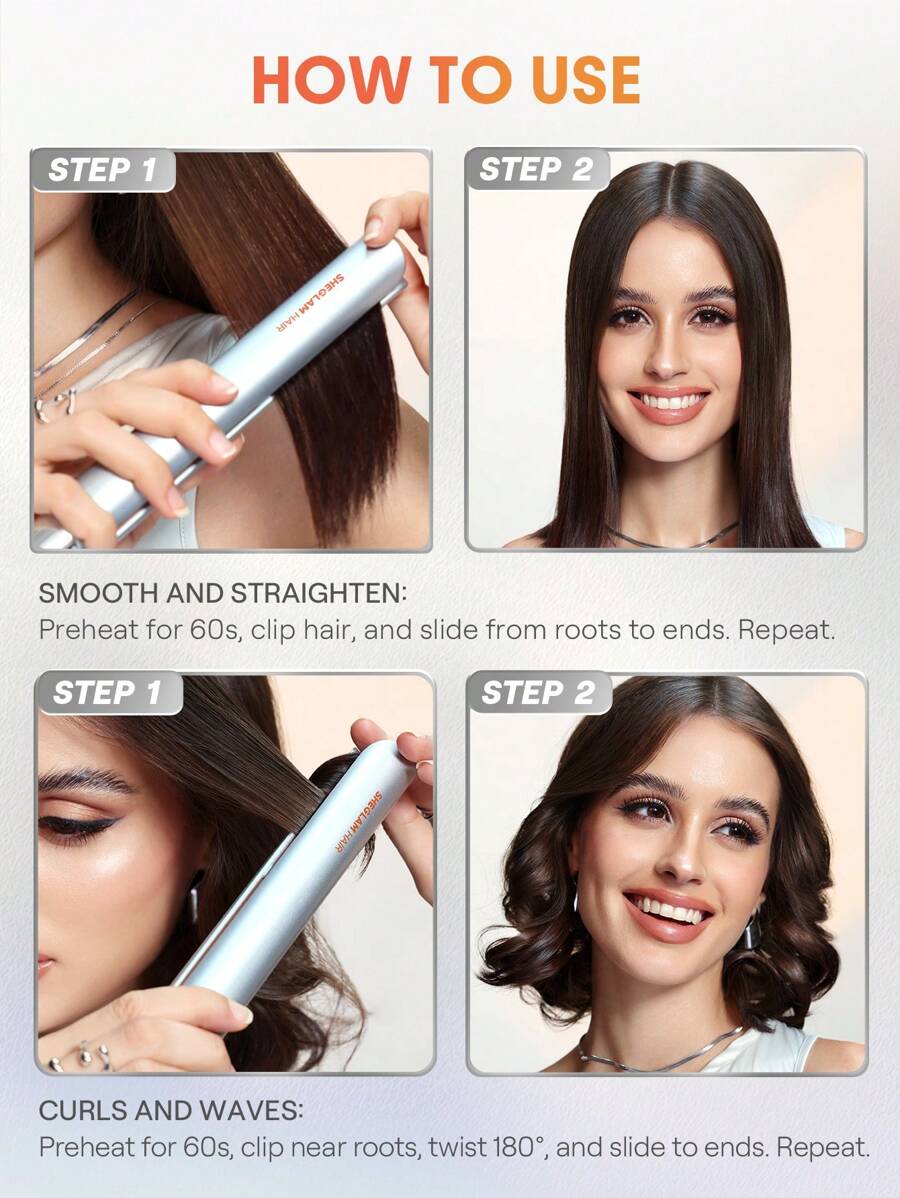 Sheglam hair travel buddy mini hair straightener 2*1
