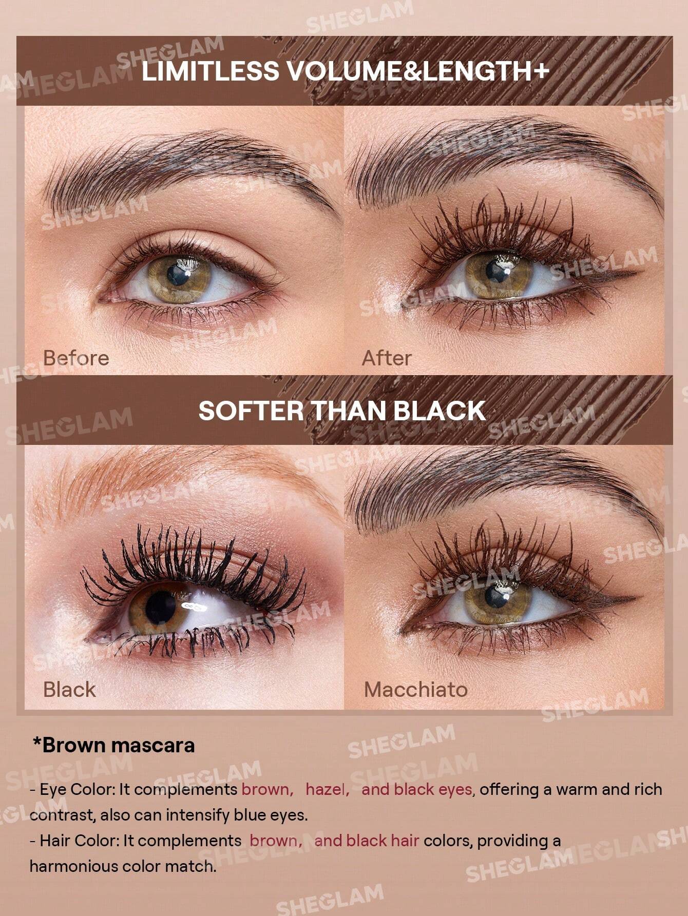 Sheglam All-In-One Volume and Length Mascara-Waterproof Macchiato
