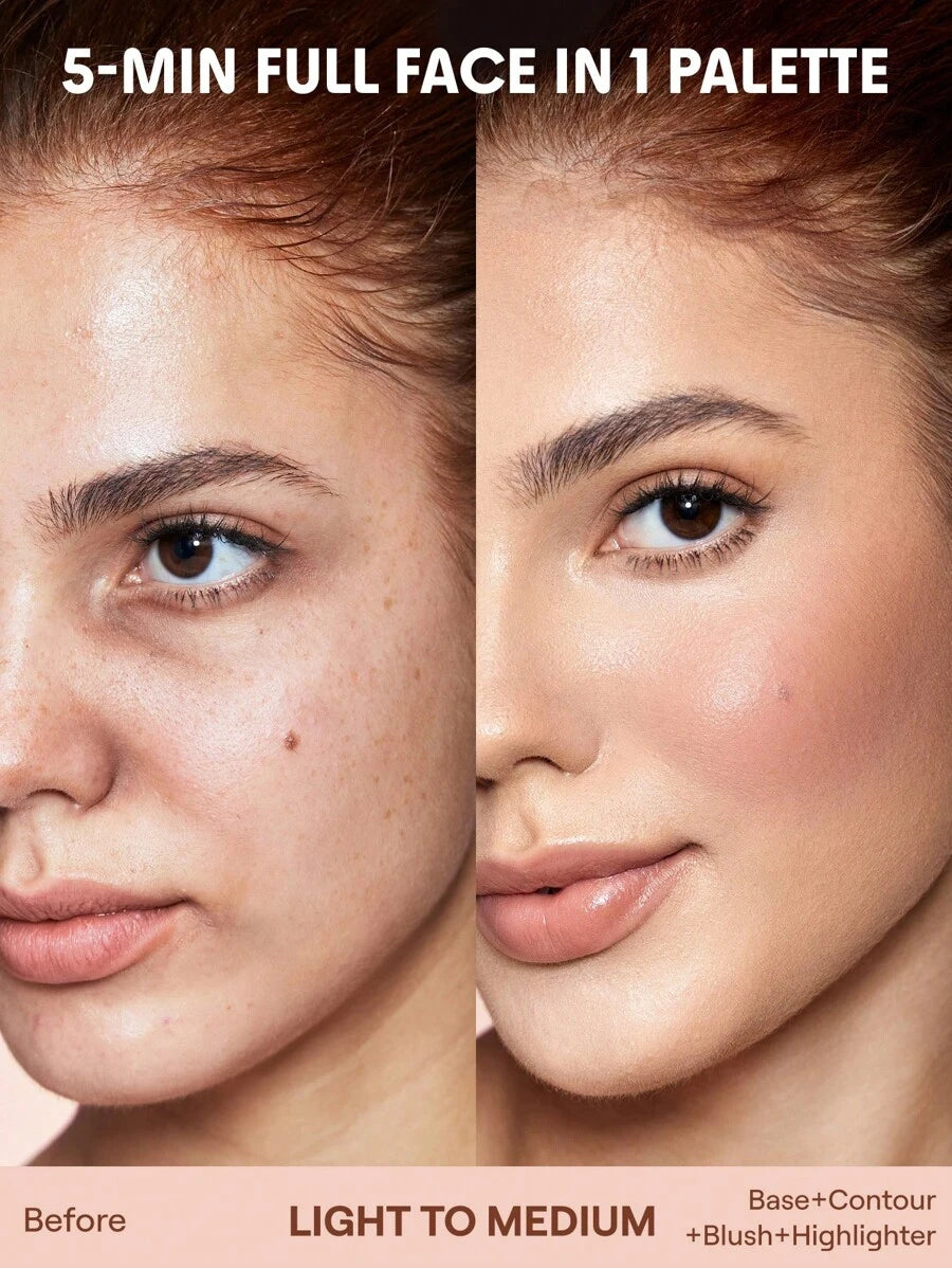 باليت SHEGLAM All About That Face متعددة الاستعمالات للوجه - درجة فانيليا سكالبت 12 لونًا