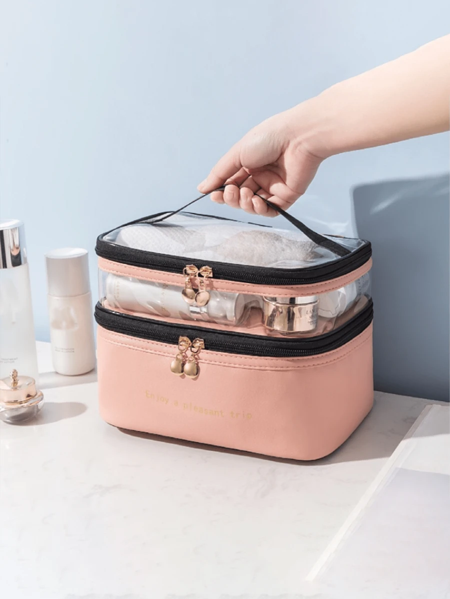 Shein 1 Piece Double Layer Large Capacity Cosmetic Bag