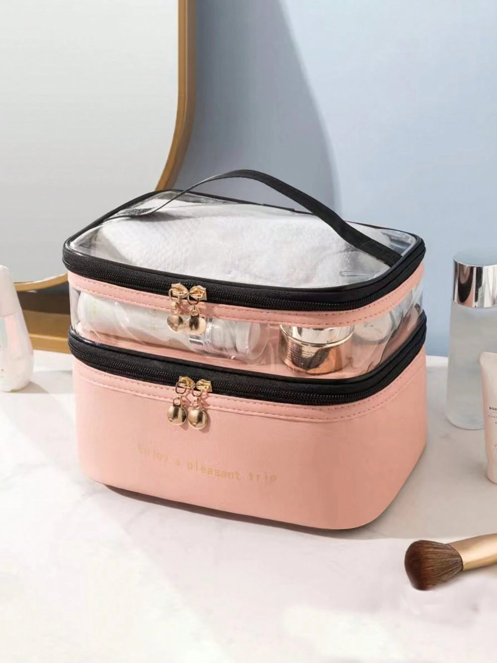 Shein 1 Piece Double Layer Large Capacity Cosmetic Bag