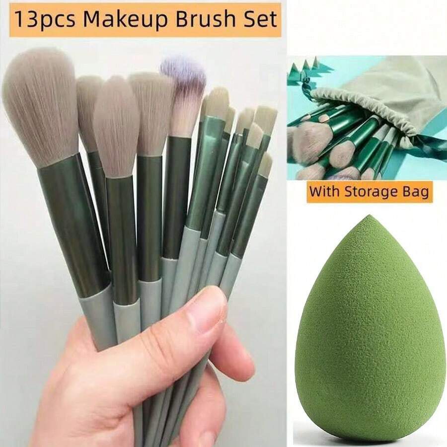 Shein 13 Piece Makeup Brush Set With Sponge