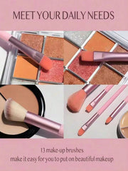 Shein 13pcs pink Makeup Brushes + Puff And Sponge
