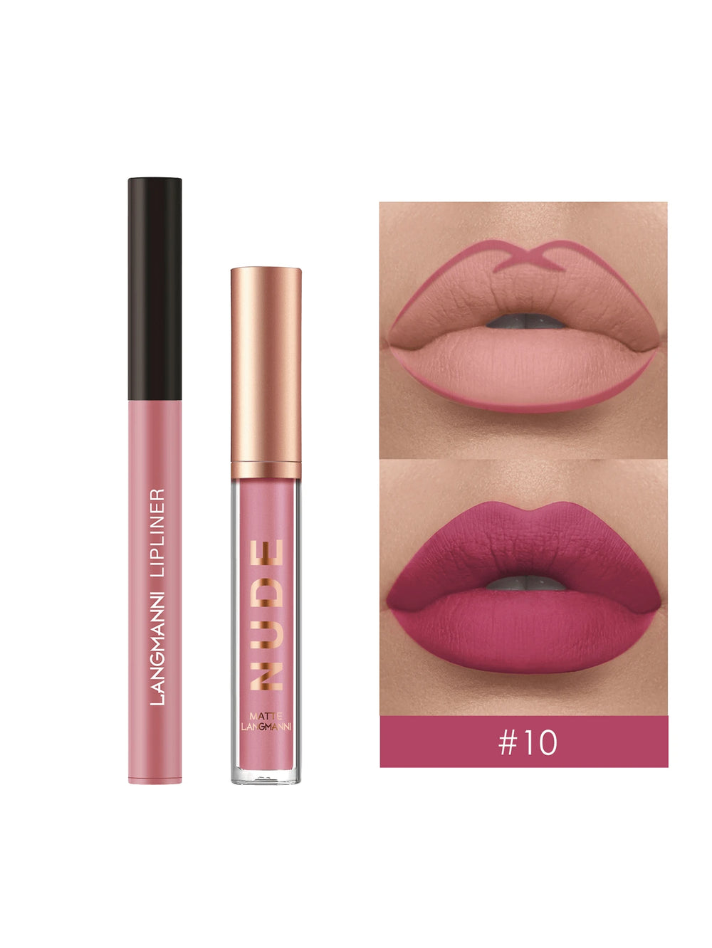LANGMANNI Liquid Lipcolor 2pcs Lip Gloss And Lipliner