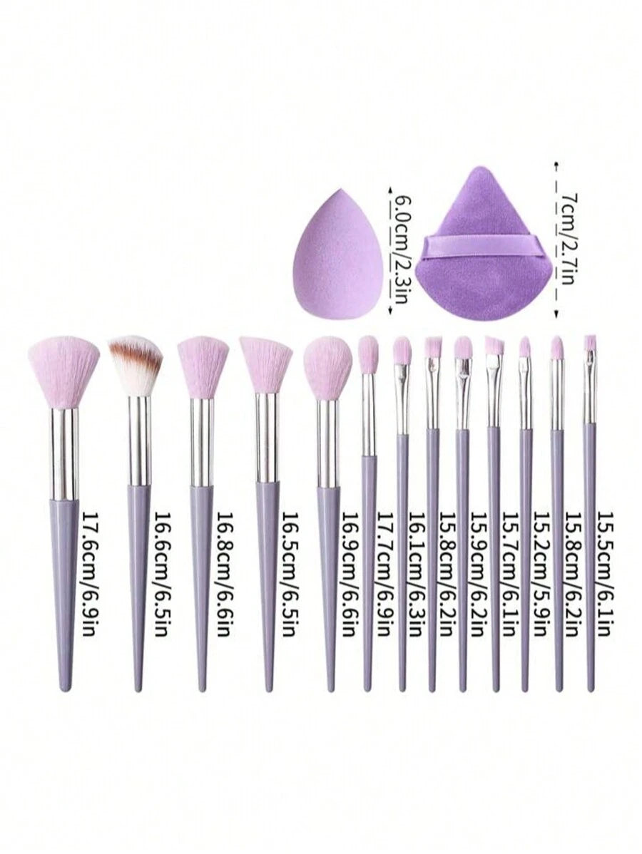 Shein 13 pcs makeup brush set + brush + 2 sponges