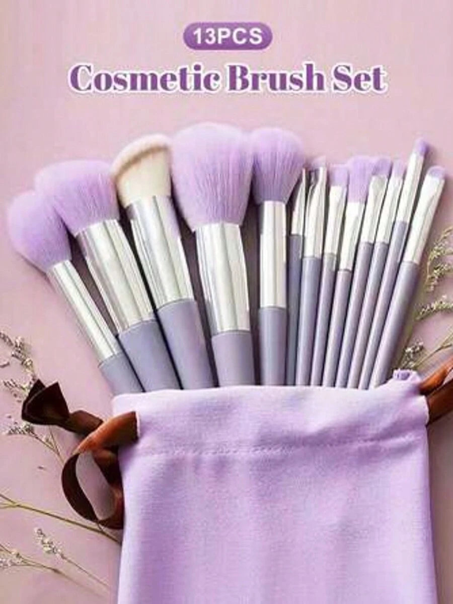 Shein 13 pcs makeup brush set + brush + 2 sponges