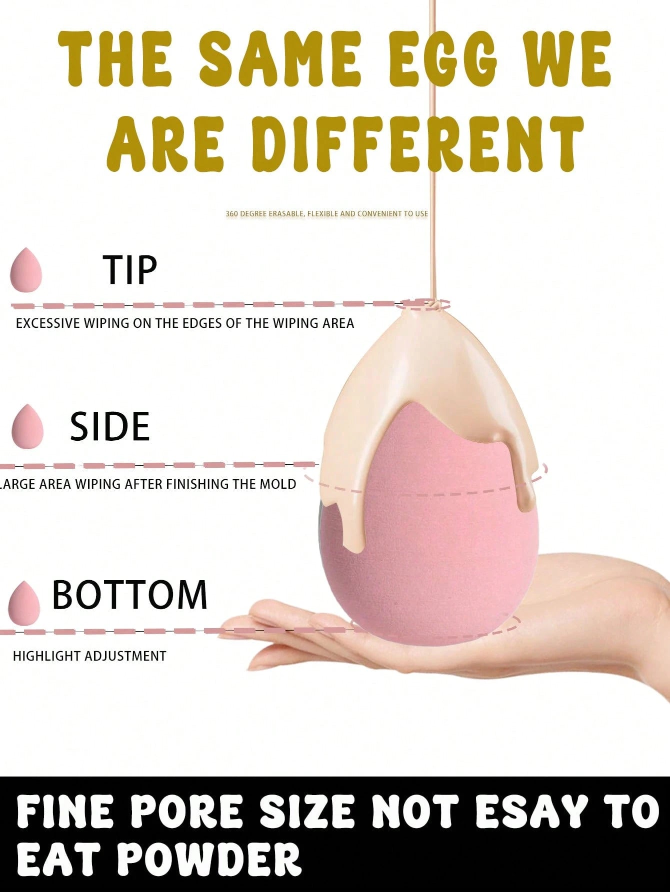 Shein 16 Large Makeup Sponge Set With Bag Pink