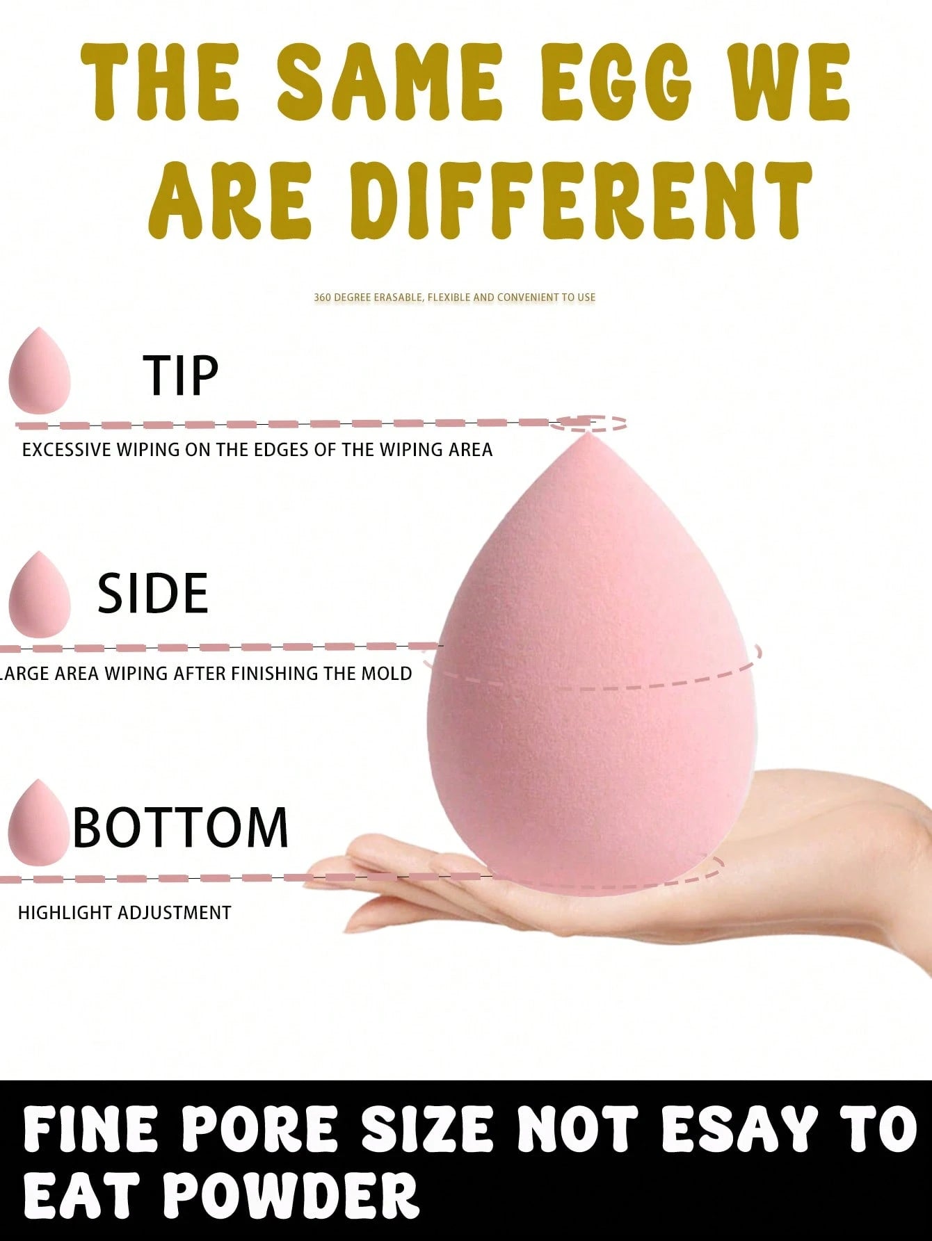 Shein 16 Large Makeup Sponge Set With Bag Pink