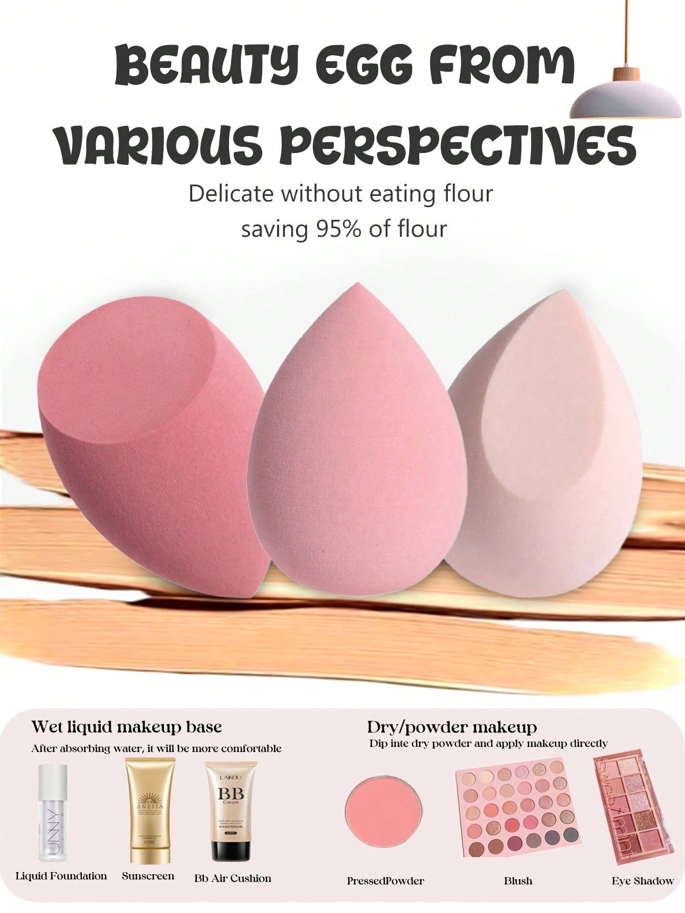 Shein 16 Large Makeup Sponge Set With Bag Pink