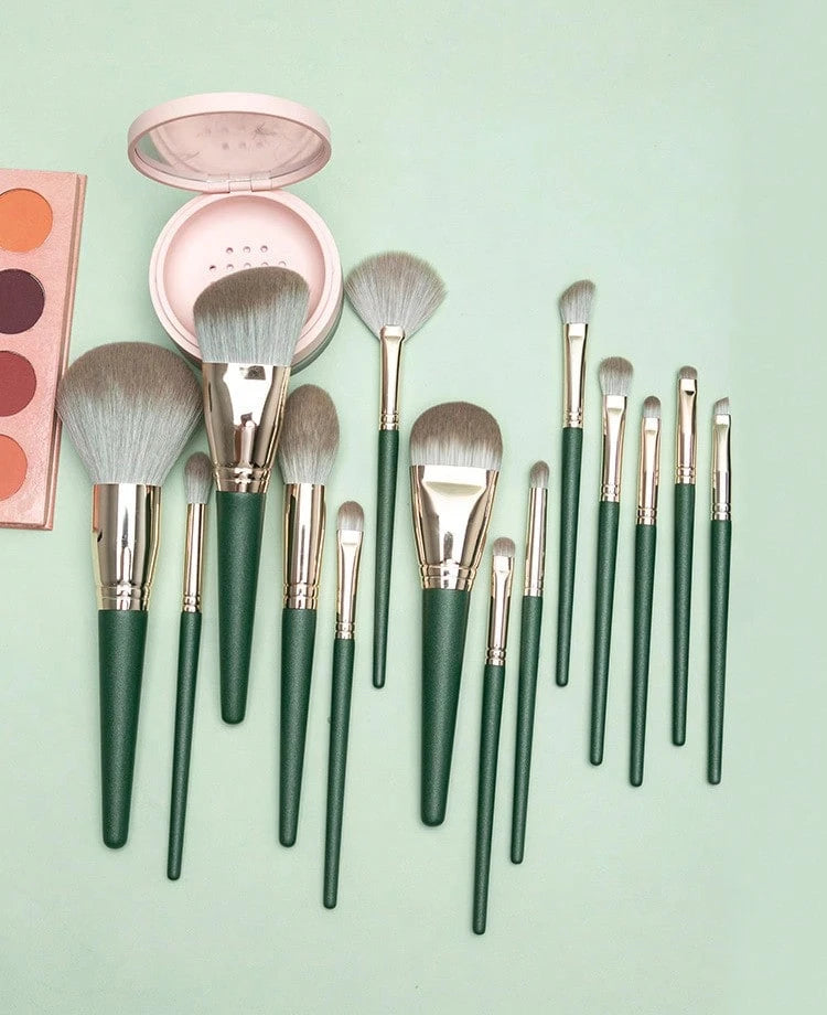 Mulynsie 14piece makeup brush set dark green