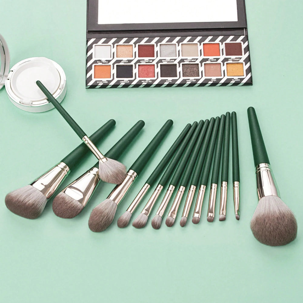 Mulynsie 14piece makeup brush set dark green