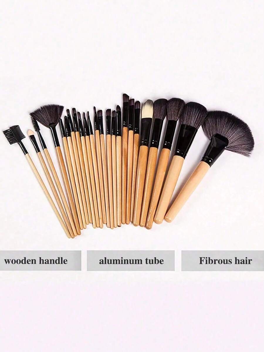 Shein 24 Pcs Makeup Brush beige Set with bag