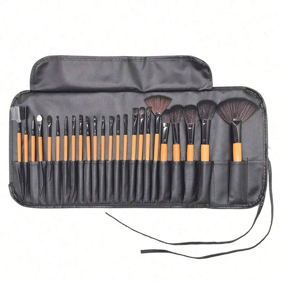 Shein 24 Pcs Makeup Brush beige Set with bag