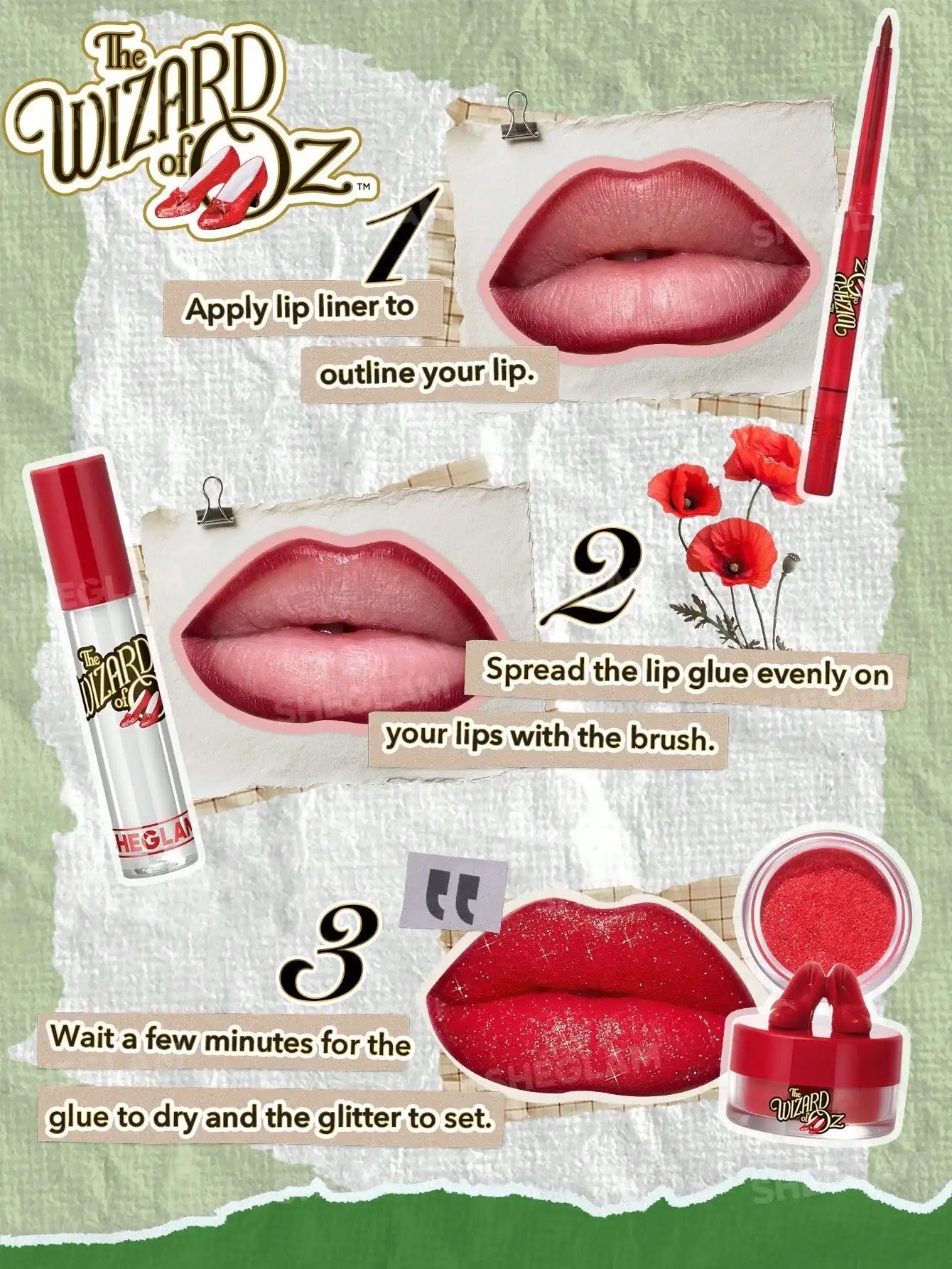 SHEGLAM Ruby Slippers™ Glitter Lip Kit