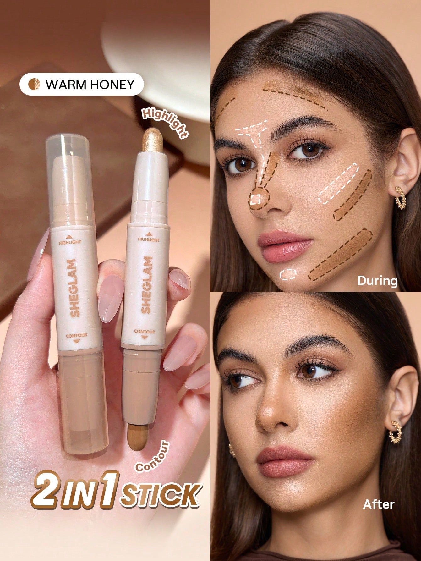 SHEGLAM 2-In-1 Contour & Highlight Stick