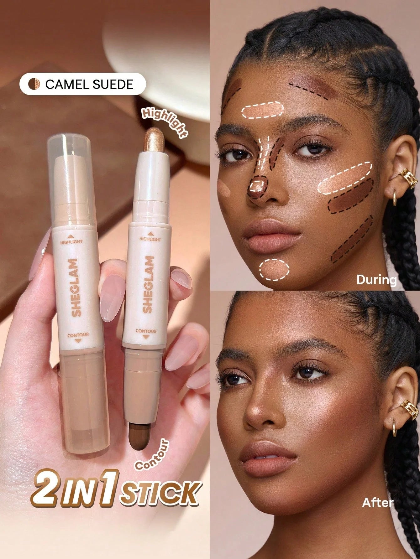 SHEGLAM 2-In-1 Contour & Highlight Stick