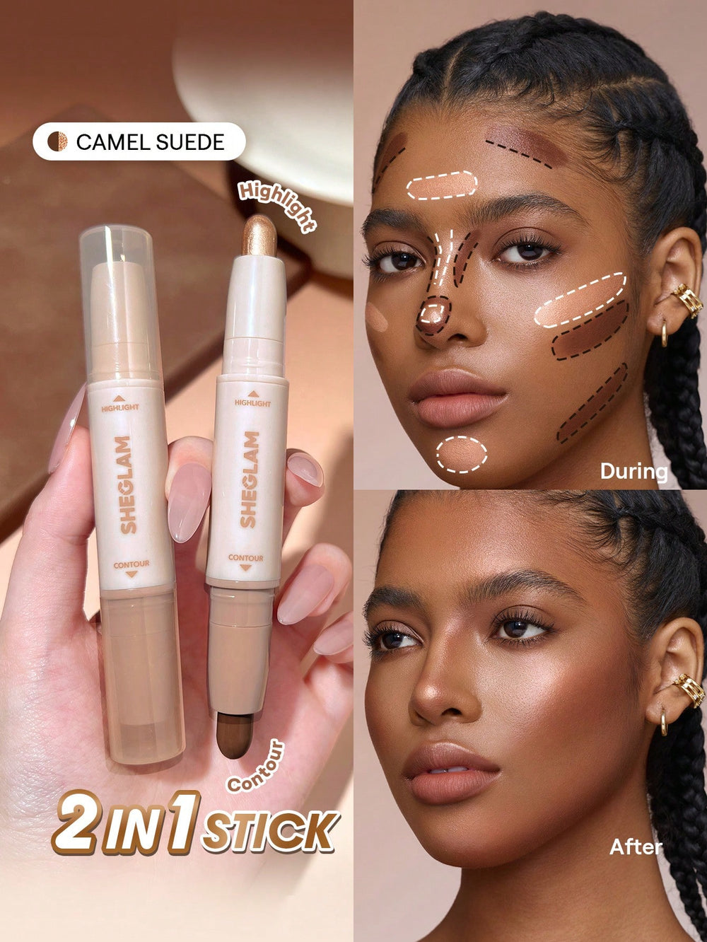 SHEGLAM 2-In-1 Contour & Highlight Stick