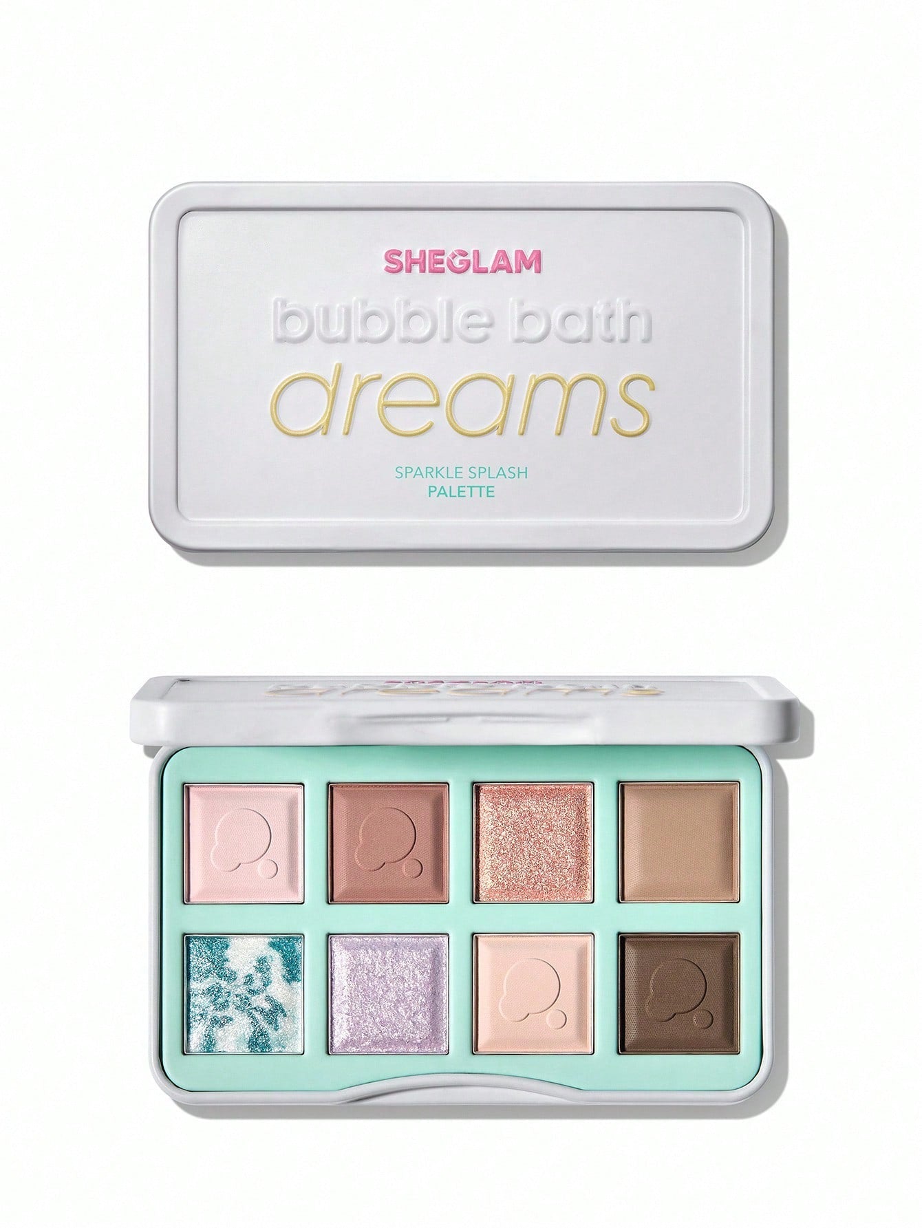 مرطب الشفاه Bubble Kiss من Sheglam + باليت Sparkle Splash + برايمر Foam Cloud + إضاءة هايلايتر + أحمر خدود ستيك