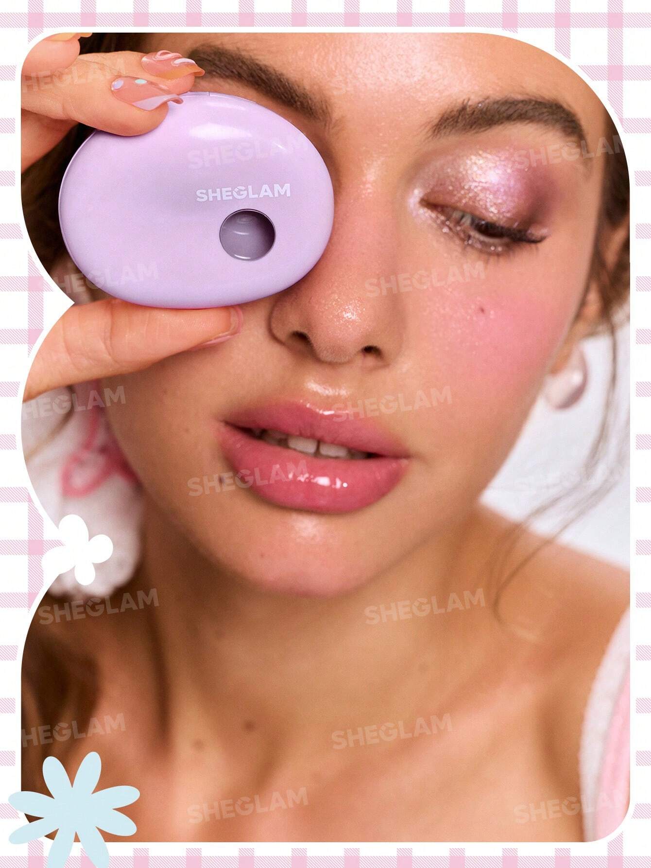 مرطب الشفاه Bubble Kiss من Sheglam + باليت Sparkle Splash + برايمر Foam Cloud + إضاءة هايلايتر + أحمر خدود ستيك
