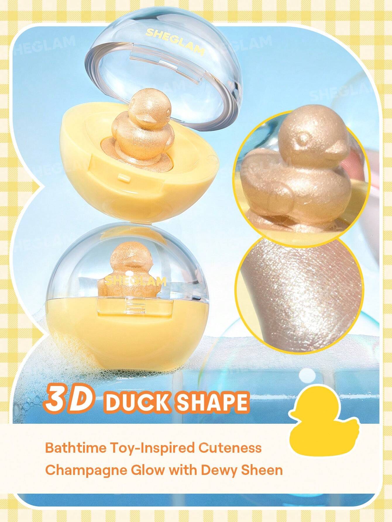 مرطب الشفاه Bubble Kiss من Sheglam + باليت Sparkle Splash + برايمر Foam Cloud + إضاءة هايلايتر + أحمر خدود ستيك