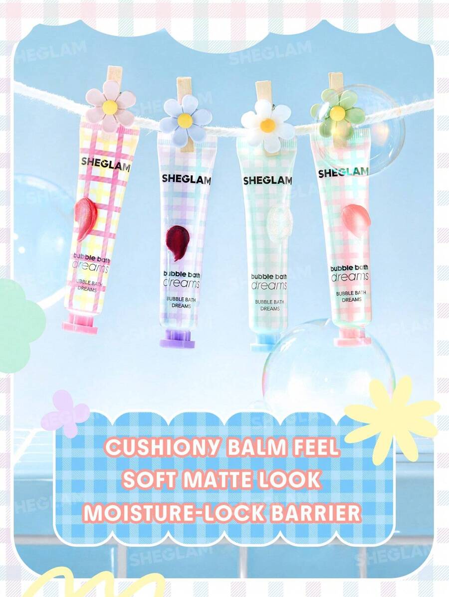 مرطب الشفاه Bubble Kiss من Sheglam + باليت Sparkle Splash + برايمر Foam Cloud + إضاءة هايلايتر + أحمر خدود ستيك