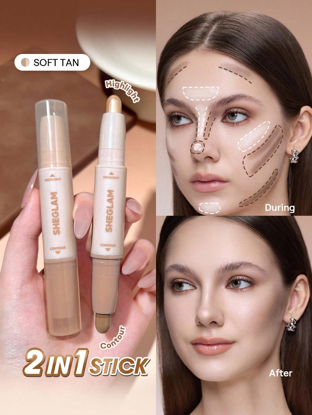 SHEGLAM 2-In-1 Contour & Highlight Stick