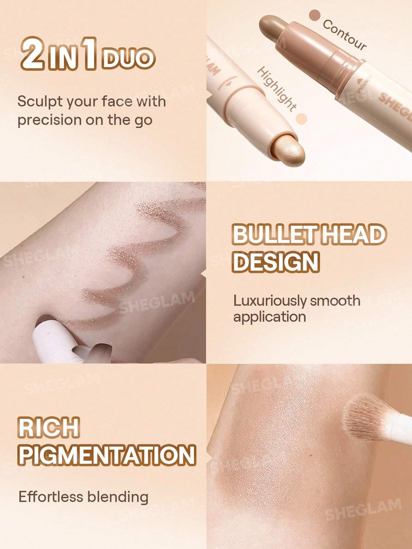 SHEGLAM 2-In-1 Contour & Highlight Stick