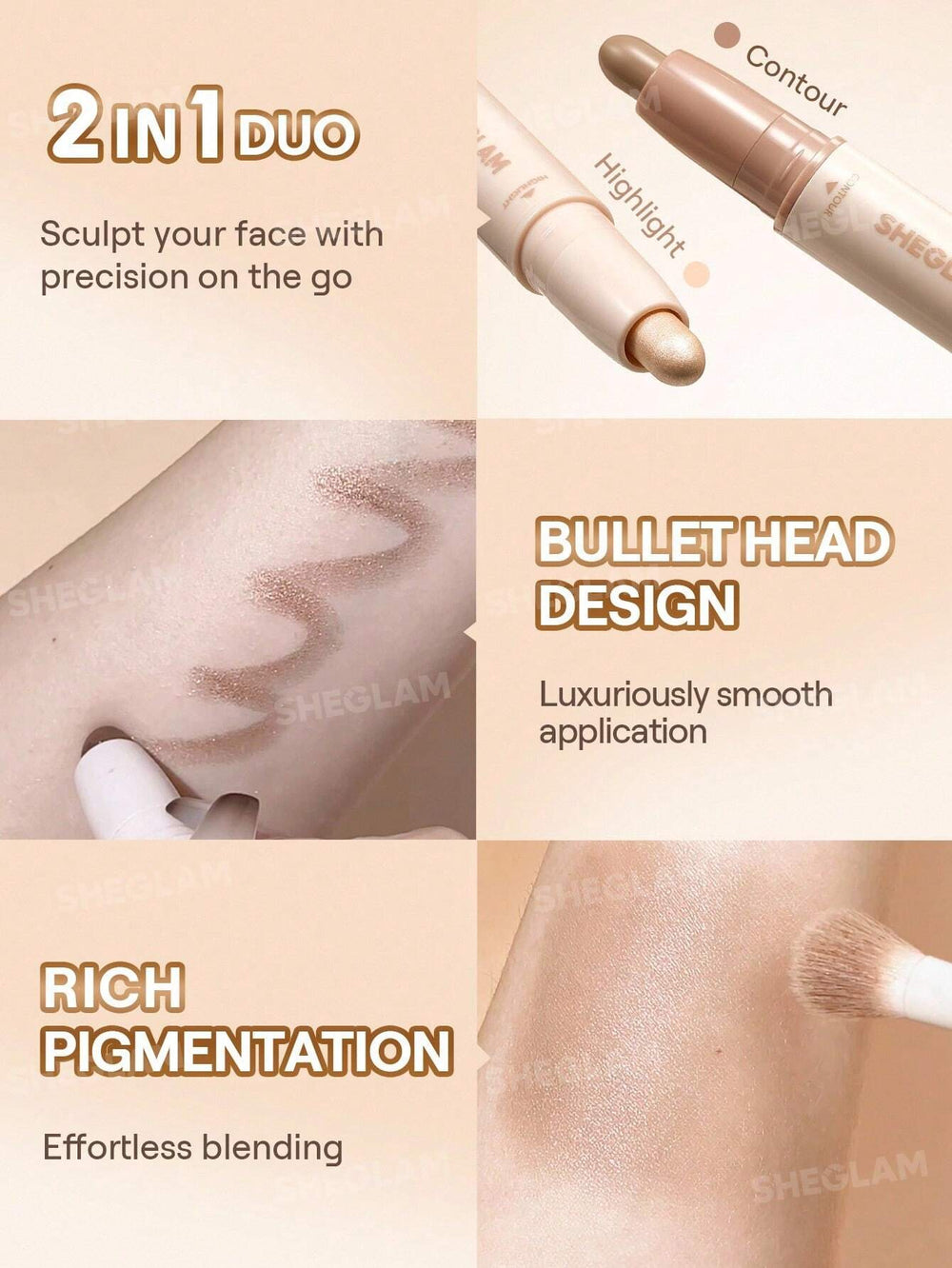 SHEGLAM 2-In-1 Contour & Highlight Stick