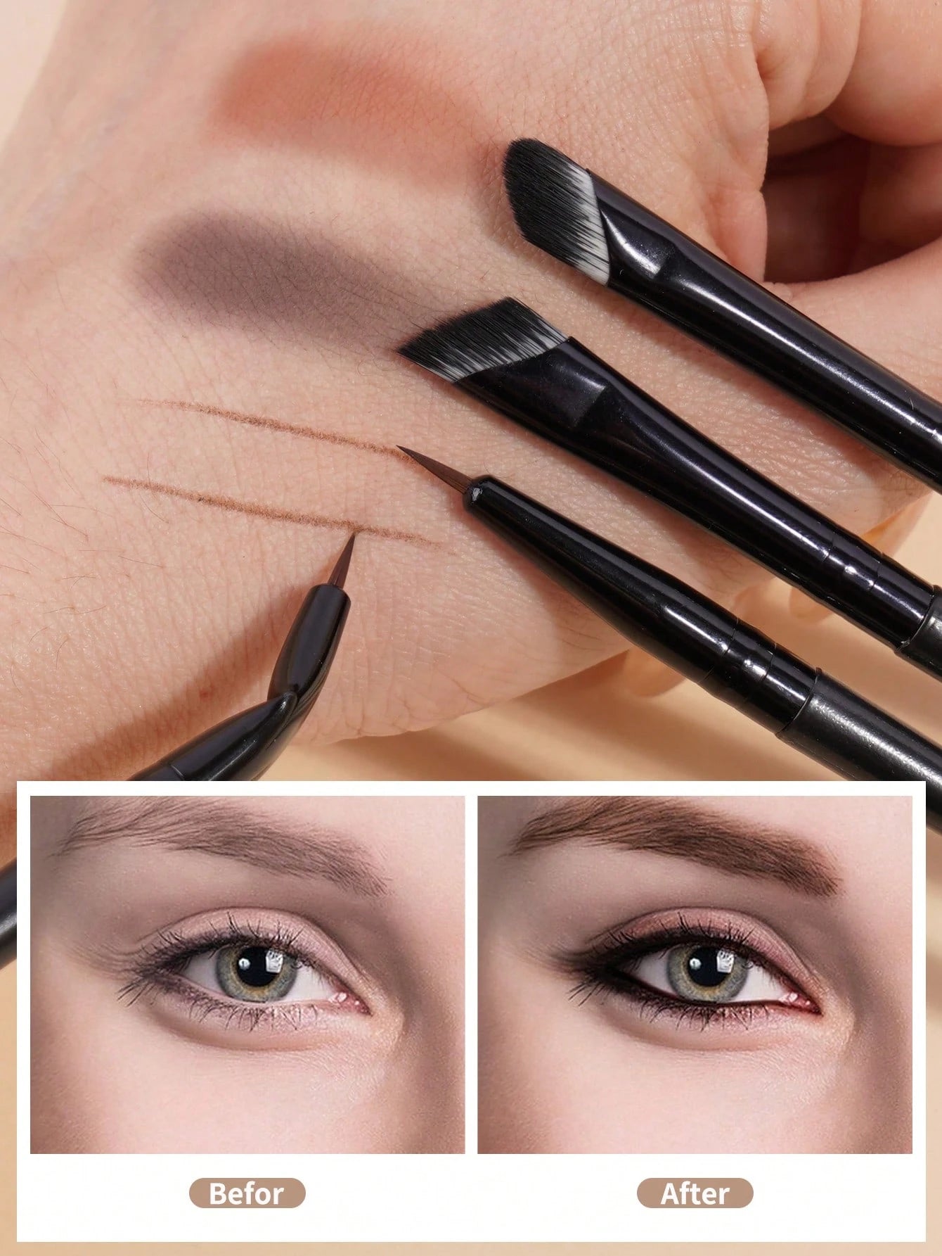 Maange 10Pcs Makeup Brush Black