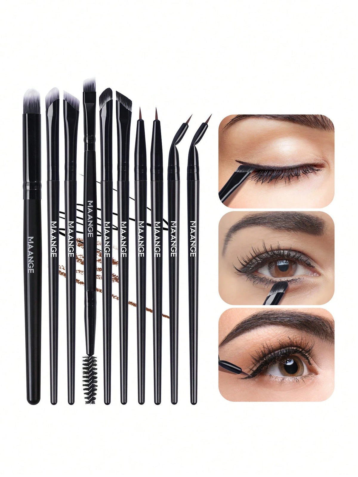 Maange 10Pcs Makeup Brush Black