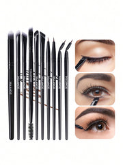 Maange 10Pcs Makeup Brush Black