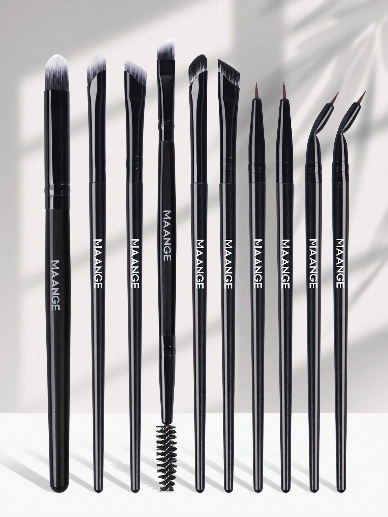 Maange 10Pcs Makeup Brush Black