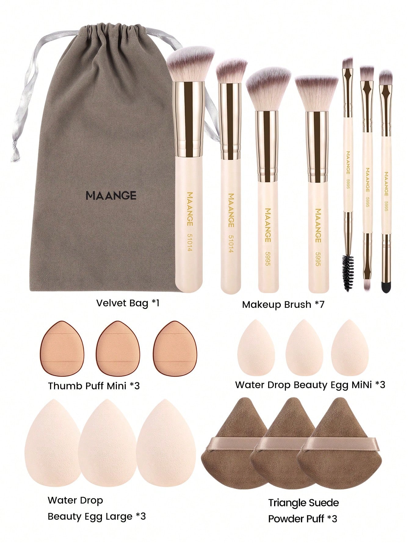 Maange Makeup Brush Set 7-12 Pcs Travel Kit