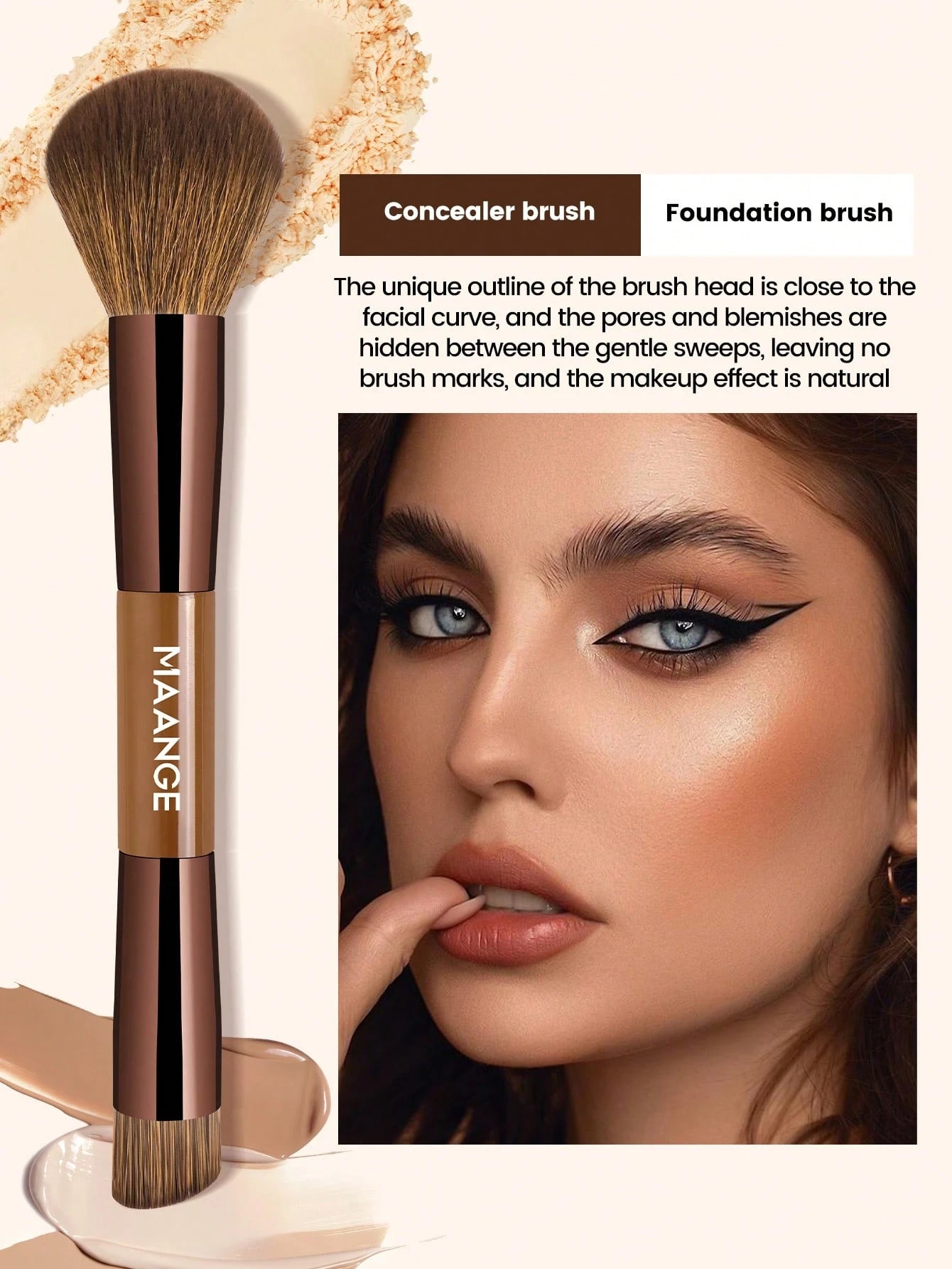 Maange Makeup Brush Brown 12Pcs