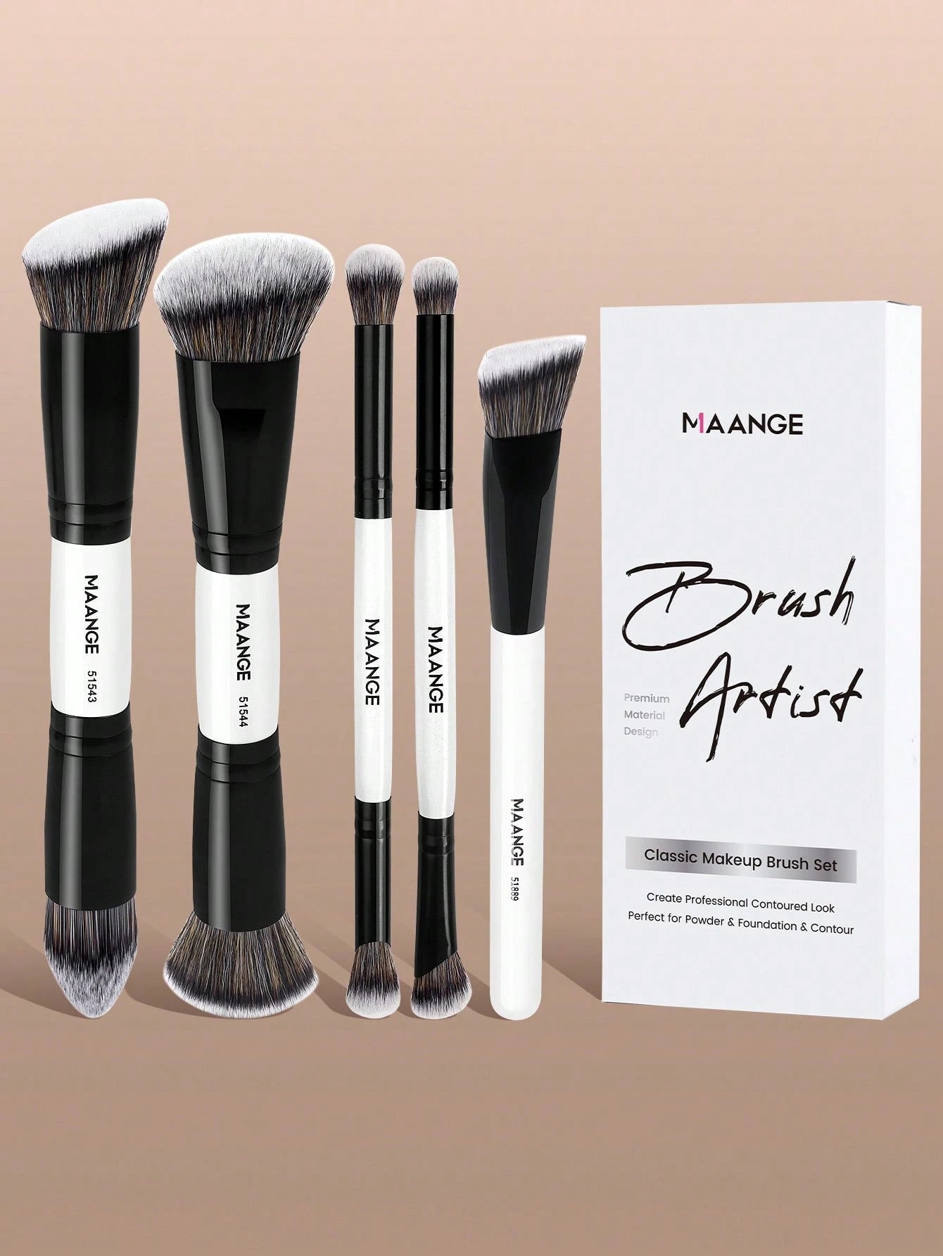 Maange Brush artist Black and White 5Pcs