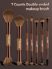 Maange Makeup Brush Brown 7Pcs