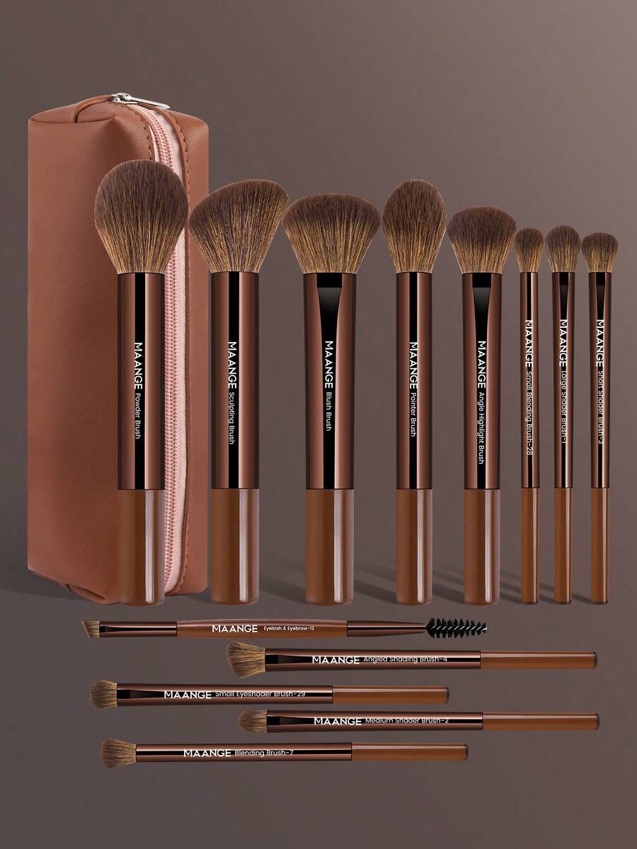 Shein Maange Makeup Brush Set 14 Pcs + Makeup Bag+ 2 sponge