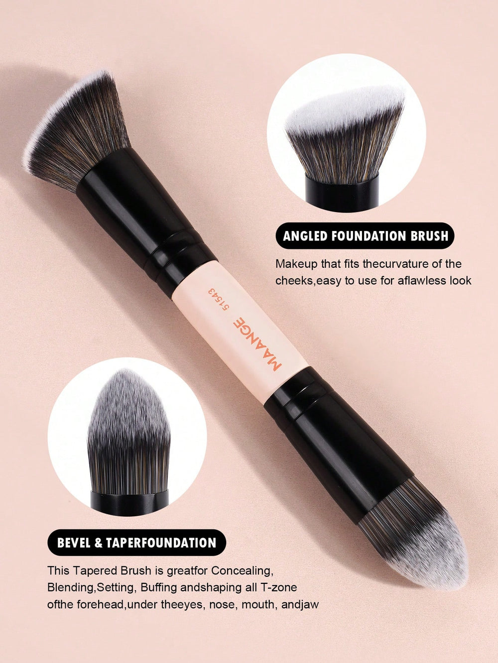 Maange Makeup Brush Pink and Black 6Pcs