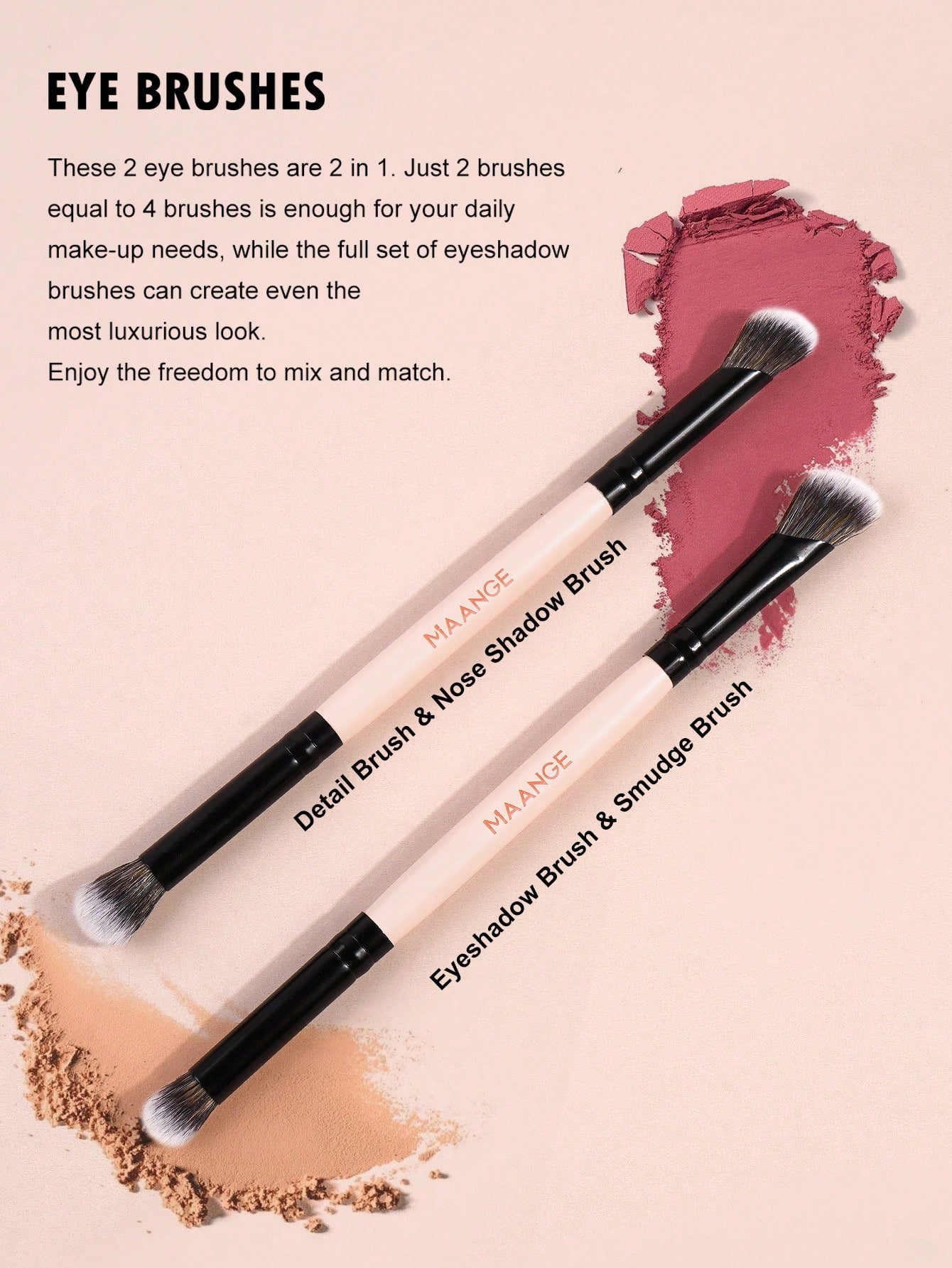 Maange Makeup Brush Pink and Black 6Pcs