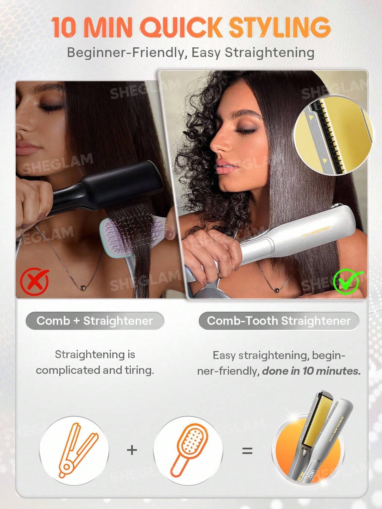 Sheglam Hair Sleek Chic Wide Glide Straightener 38 mm
