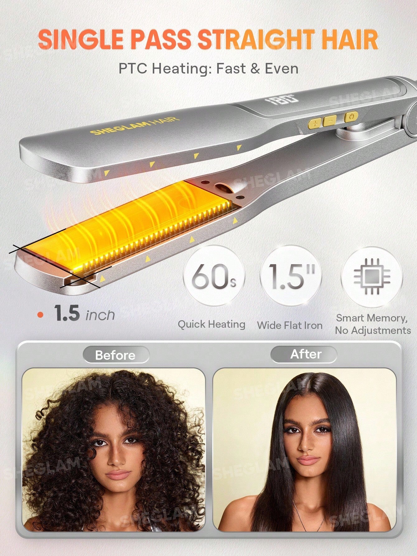 Sheglam Hair Sleek Chic Wide Glide Straightener 38 mm