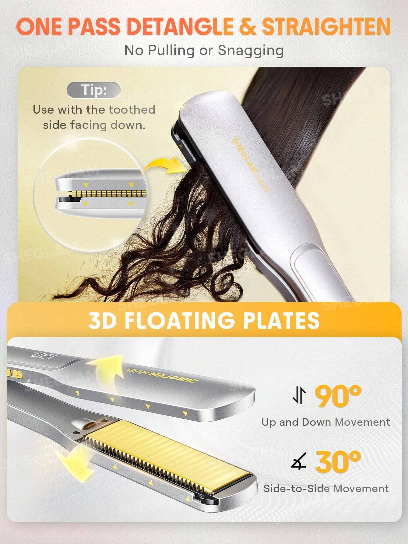 SHEGLAM HAIR Sleek Chic Wide Glide Straightener 38mm