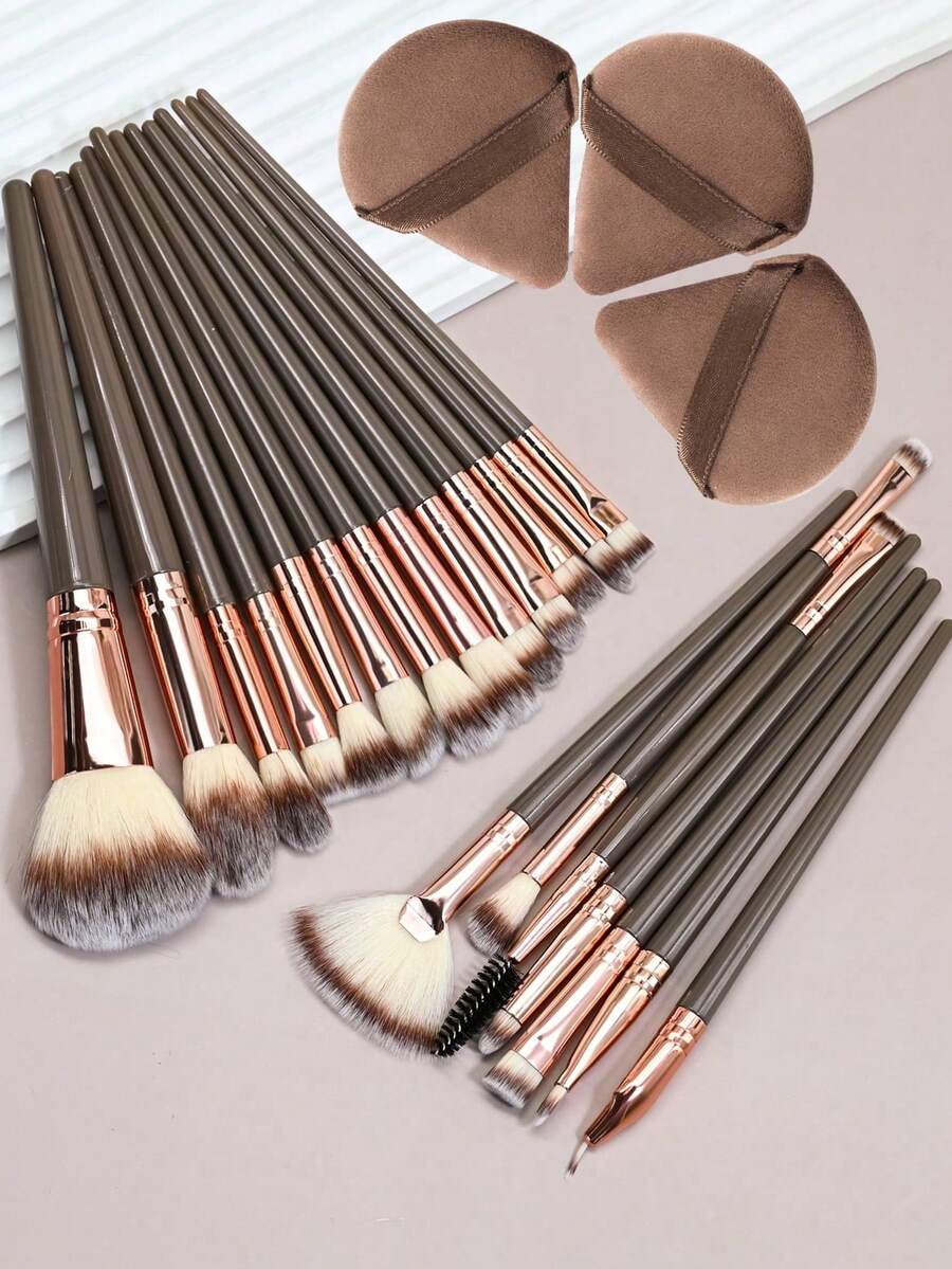 Shein 20pcs Makeup Brush Set + 2 spong + 3 puff + 3 mini finger