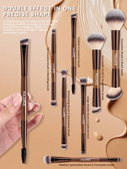 Maange Makeup Brush Brown 13Pcs With Bag