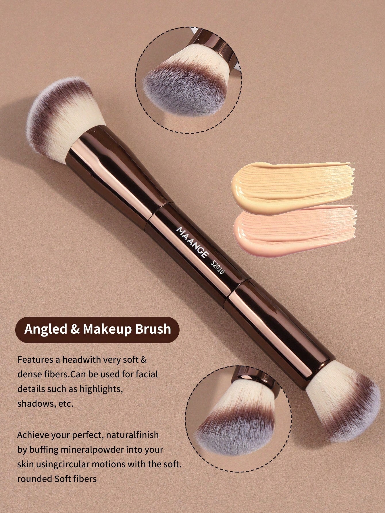 Maange Makeup Brush Brown 13Pcs With Bag