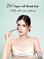Mulynsie Makeup Brush Set Silver 14Pcs