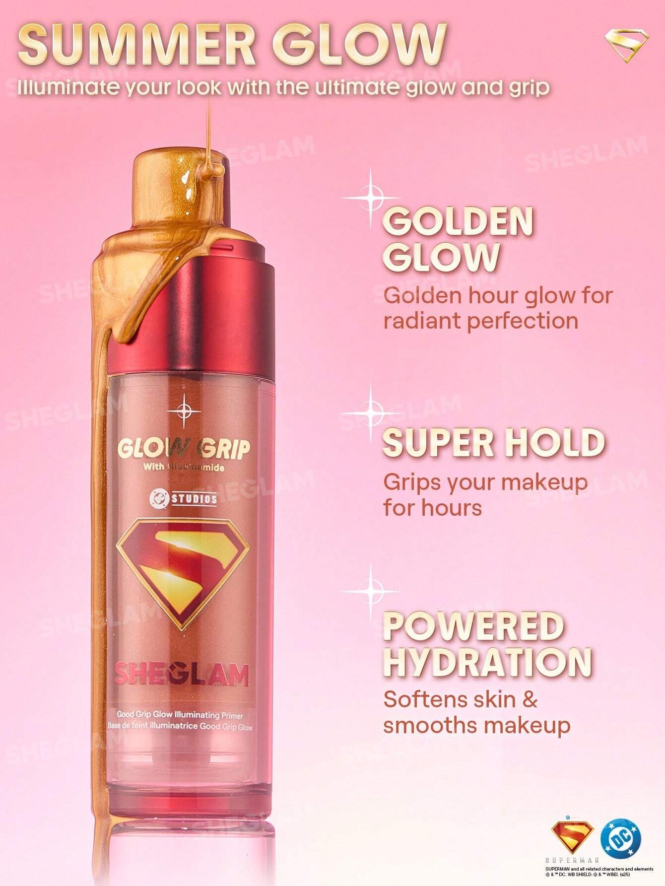 Sheglam Super Man glow grip with niacinamide primer 45ml