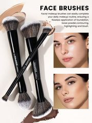 Maange Makeup Brush Professional Black 10Pcs With Bag